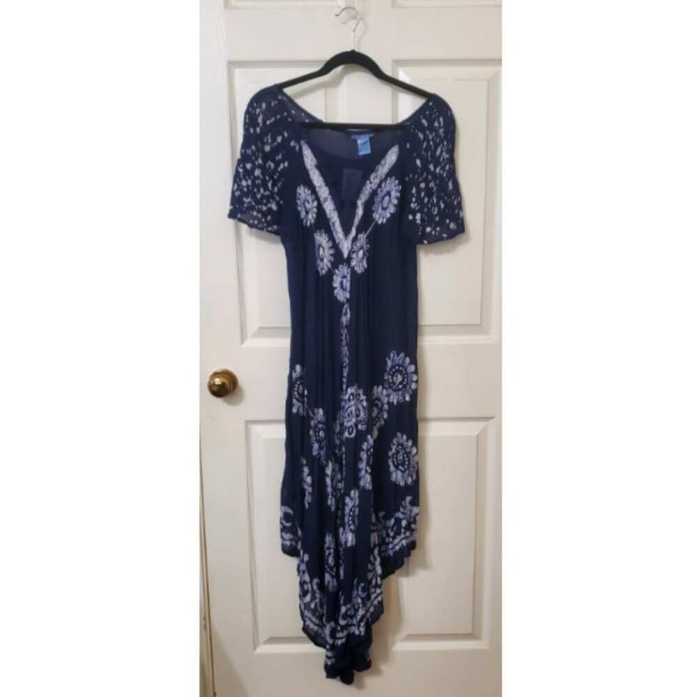 Cute Options Flowy Rayon Navy Summer Dress One Size Boho Hippie